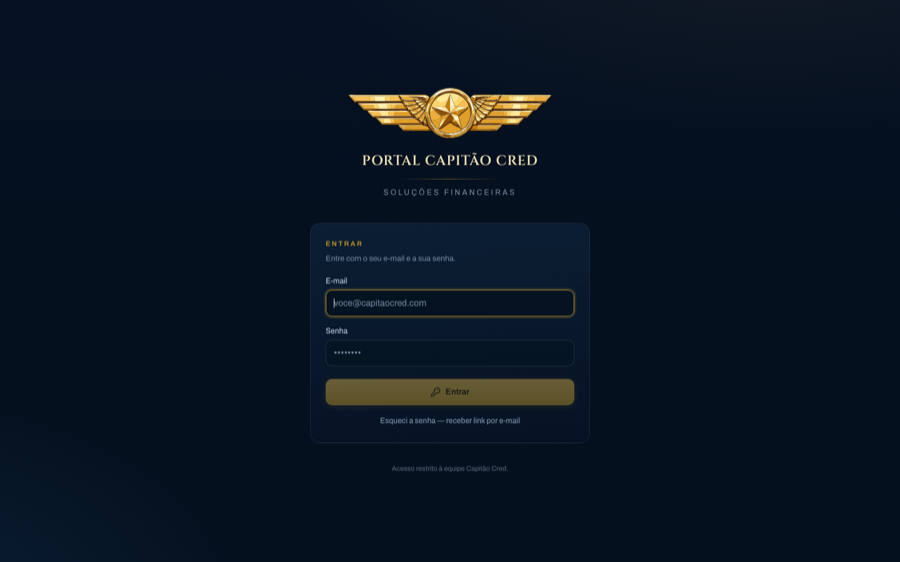 Tela de entrada do Portal Capitão Cred